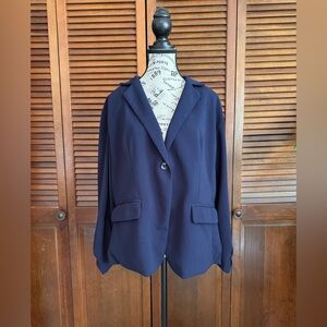 Women’s Navy Blue Button Front 3/4 Sleeve Blazer- 2XL